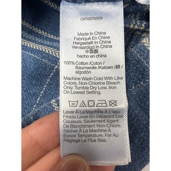 NWT Madewell Mens Blue Plaid Easy Fit Long Sleeve Flannel Shirt M Indigo Granola - Picture 9 of 12